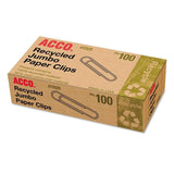 Acco Recycled Jumbo Paper Clips - Box of 100, Silver