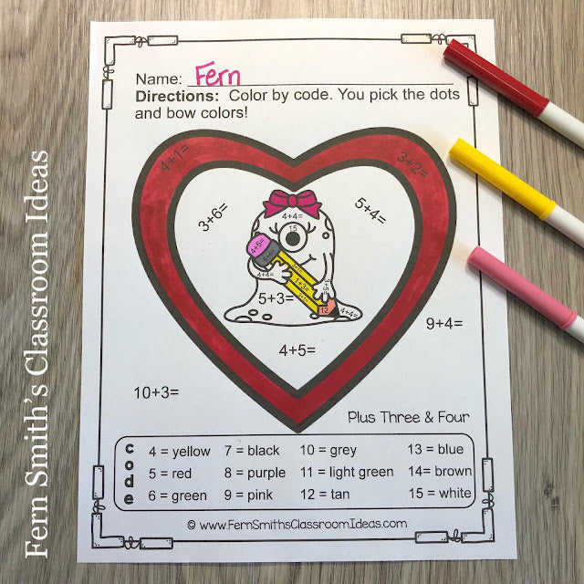 Grab This St. Valentine’s Day Color By Number Love Monsters Addition, Subtraction, Multiplication, and Division Four Pack Bundle For Your Students Today!
