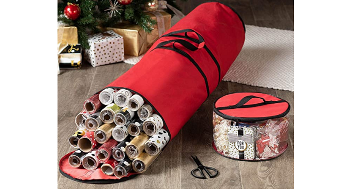 Premium Christmas Wrapping Paper Storage Bag – Fits 20 Rolls & Ribbon Holder Only $5.49! That’s 50% off!!