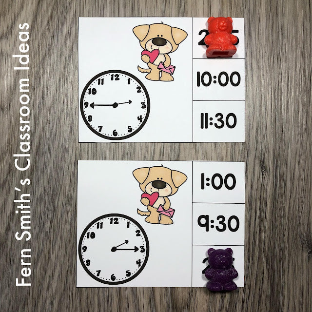 Grab These February Time to the Quarter Hour Clip Card Math Centers Bundle for Your Classroom Today!