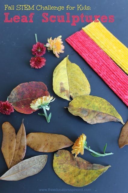 This Fall STEM Challenge will not only get kids outside and engaged with nature, it will also encourage them to use their creativity and problem solving skills to create a leaf sculpture greater than 6 inches tall.