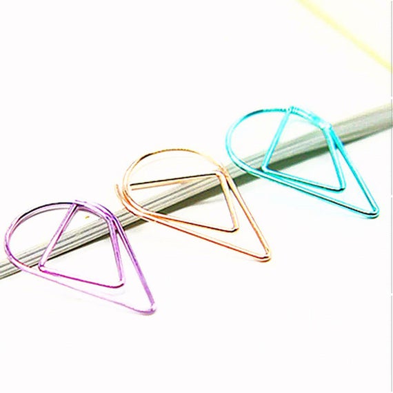 10 x Rose Gold Paper Clip Planner Clip Paper Clips Purple Aqua Planner Bookmark TN Planner Accessories Erin Condren Tear Drop by MyTeachersCupboard