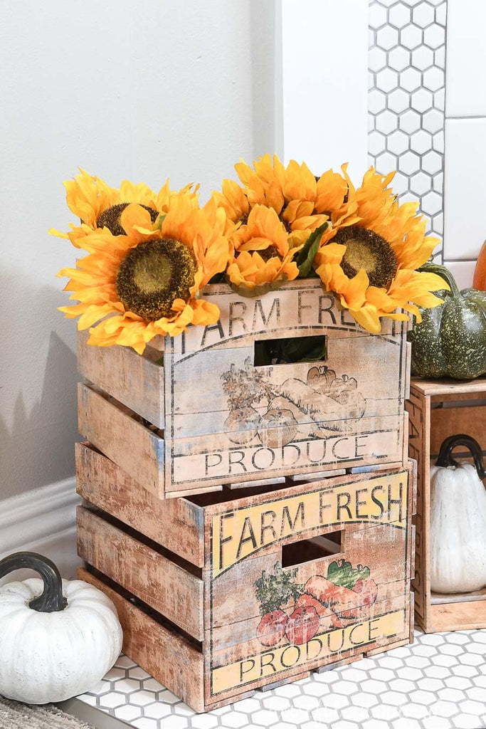 No tools are needed to make these fun vintage style DIY crates!