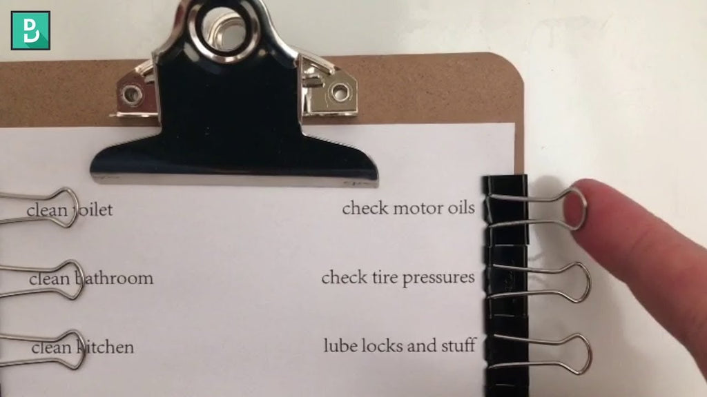 Posted on Reddit, but thought it needed to be on YouTube as well :) A pen-free, reusable checklist made with binder clips!