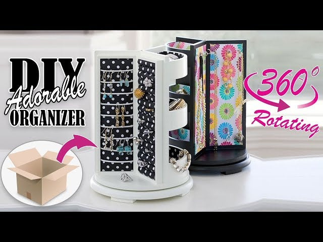 In this video DIY tutorial I show you an easy way to make the cute rotating jewellery organizer by own hands from scratch