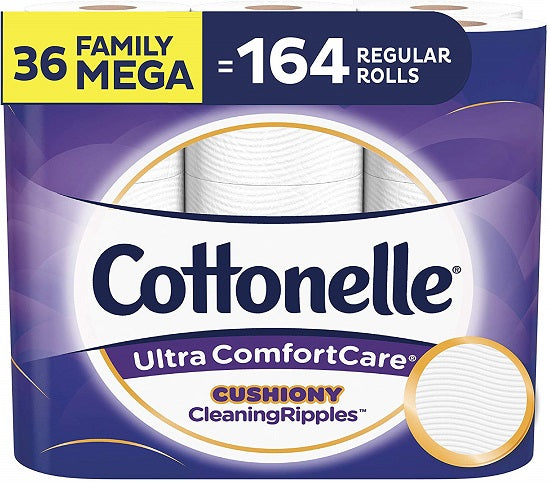 Cottonelle Ultra ComfortCare Toilet Paper, Septic-Safe, 36 Family Mega Rolls  $27.86 with Subscribe & Save