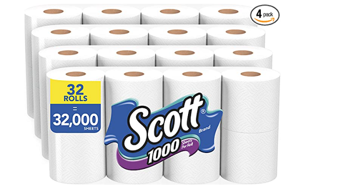 Scott 1000 Sheets Per Roll Toilet Paper, 32 Rolls Only $21.16 Shipped!