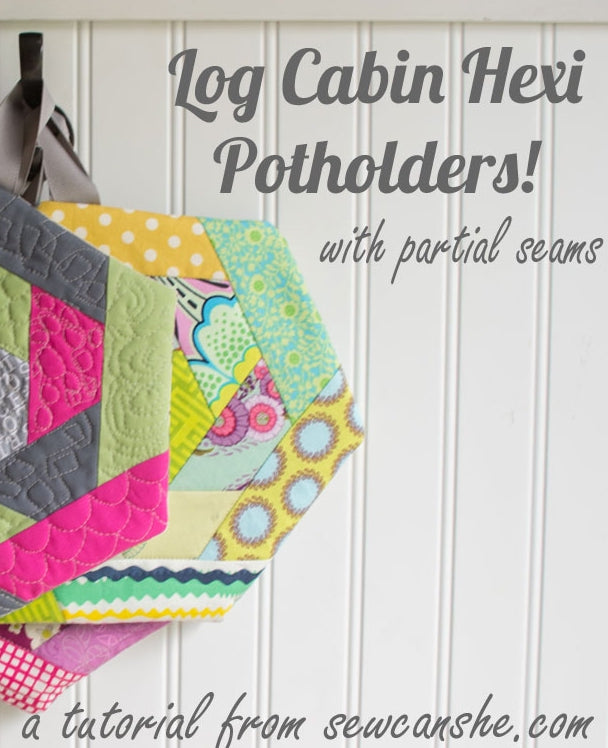 Log Cabin Hexi Potholders... a tutorial with partial seams