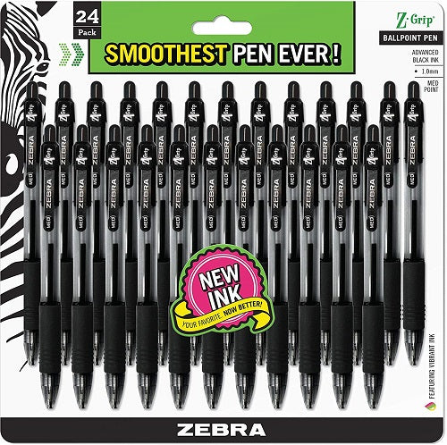 Zebra Pen Z-Grip Retractable Ballpoint Pen, Medium Point, 24 count  $5.40 (reg. $13.49), Best price