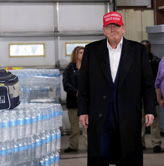 Trump Promotes His Own Brand Of Bottled Water At Train Derailment Disaster Visit