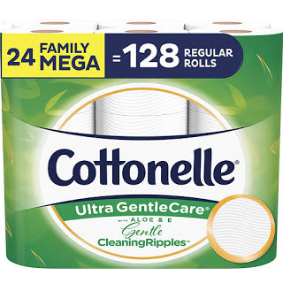 Cottonelle Ultra Gentlecare Toilet Paper with Gentle Cleaning ripples with Aloe & Vitamin E (24 Family Mega Rolls = 128 Regular Rolls) for ONLY $16.40-$18.42 Shipped (Was $29.99)!!!