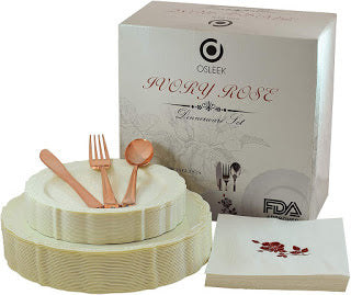 175 Pieces Disposable Plastic Dinnerware Set (Service for 25) for Only $12.95 (Was $22.95)!!!