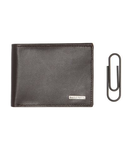 Billfold with Money Paper Clip Gift Set Brown