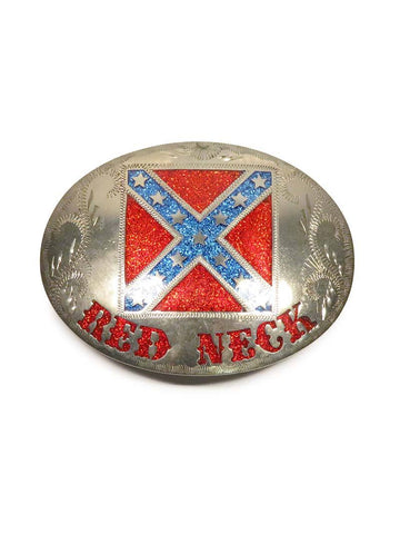Johnson & Held Silver Rebel Red Neck Handcrafted Belt Buckle