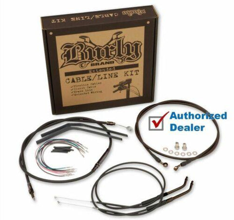 Burly 18" Black Handlebar Control Installation Kit Cables 07-10 Harley Softail