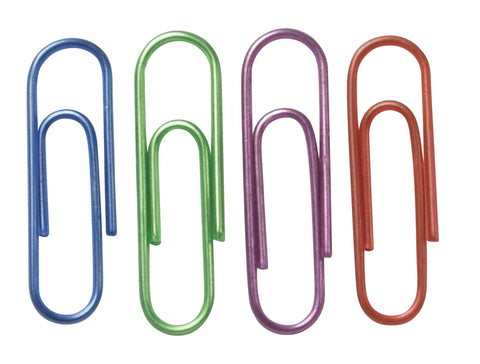 Baumgartens Metallic Vinyl Coated Paper Clips Small Size 40 Pack ASSORTED Colors (25200)