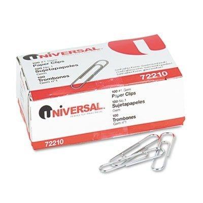 2 X Universal 72210 - Paper Clips, Smooth Finish, No. 1, Silver, 100/Box, 10 Boxes/Pack-UNV72210