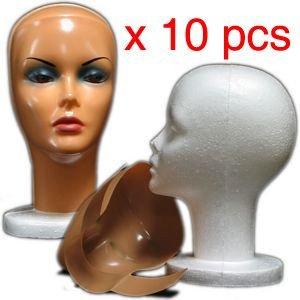 10 Pieces Female Styrofoam Head With Removable Mask