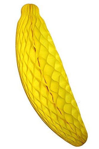 15 Inch Large Honeycomb Tissue Paper Banana Fruit Decoration, Yellow
