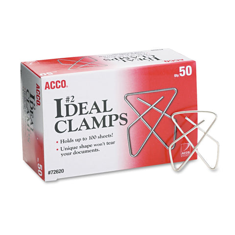 ACCO Ideal Clamps, Small (No. 2), Silver, 50/Box