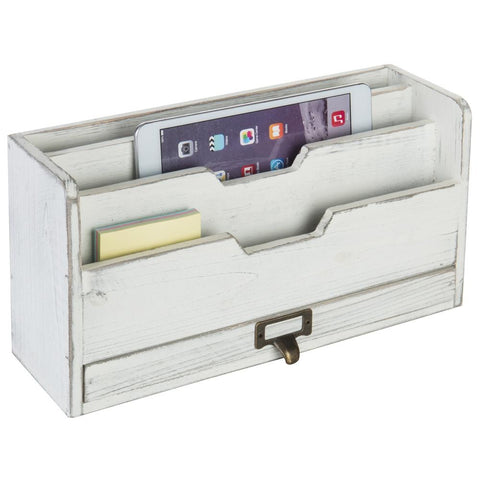 Vintage Desktop White Mail Organizer