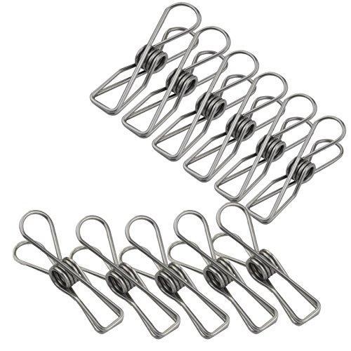 Laundry Clothes Pins - Clothesline Clips - Travel Clothes Line Stainless  Steel Wire Metal Laundry Clip - Set Of 24 Indoor Outdoor Hanger Clamps -  Chip Bag Clips - Office Binder by