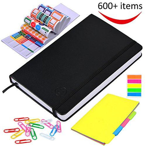 600 Productivity Planner with Stickers, Increase Productivity, Time Management and Happiness, Hardcover, 5" x 8", Non Dated, Inner Pocket, 6 Months at Least (6 Monthly,16 Weekly, 95 Daily, 240 Pages)