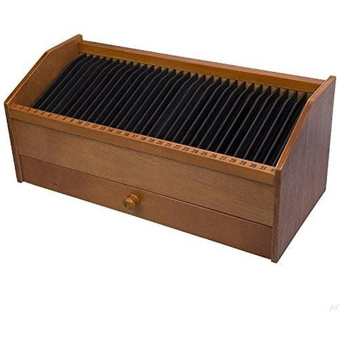 31 Slot Wooden Bill/Letter Organizer W/ Drawer