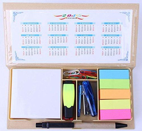 COMBO SCHOOL SUPPLIES BUNDLE PACK! Includes Pen, Notes, Flags, Stapler, Sharpener, Eraser, Mini Highlighter, Clips, and Calendar- Packaged In A Box Neat & Compact! By Mega Stationers