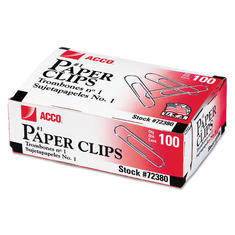 ACCO Paper Clips, Small (No. 1), Silver, 1,000/Pack