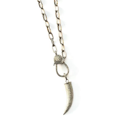 PAPER CLIP SILVER CHAIN WITH PAVE LOBSTER CLASP - A.FIER LIFESTYLE