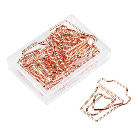 12Pcs Rose Gold Paper Clips, Color Metal Electroplating Paper Clips Funny Bookmark Marking Clip