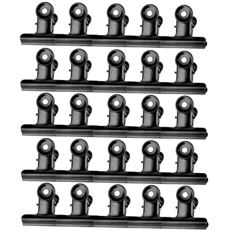 25 Pack Bulldog Clips, 2 inch Black Paper Clips Metal Hinge Chip Clip File Clamps with Cubicle Hooks for Photos,Crafts,Food Bags,Drawings at School,Home Kitchen & Office Supplies(Black, 50mm)