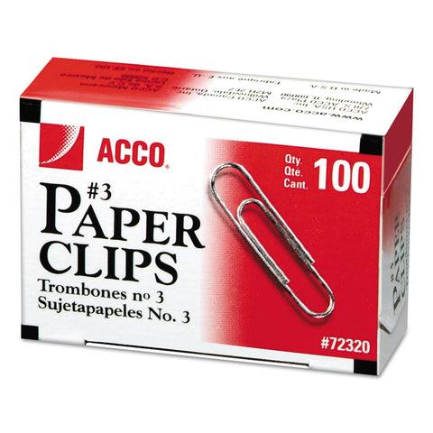 ACCO Paper Clips, Medium (No. 3), Silver, 1,000/Pack