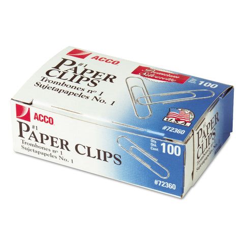 ACCO Paper Clips, Small (No. 1), Silver, 1,000/Pack