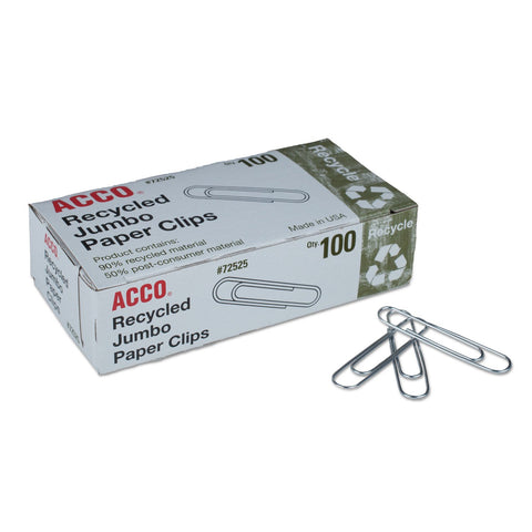 ACCO Paper Clips, Jumbo, Silver, 1,000/Pack