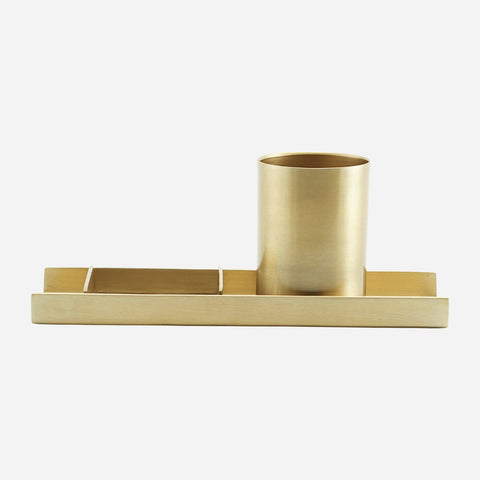 Stationery organiser / desk tray in gold - Monograph by House Doctor