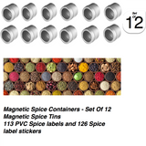 Stainless Steel Magnetic Spice Rack With Wall Mounted Spice Rack Organizer Perfect Chef Gifts For Women By LUD | Hanging Spice Rack Organizer Chef Tool Set - Pack Of 12