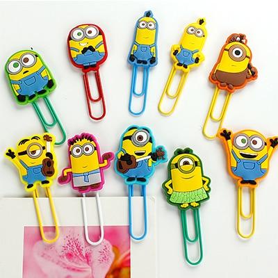 10 pcs/lot Cartoon Minion Metal bookmarks for books Cute paper clips paper holder kids gift office school supplies