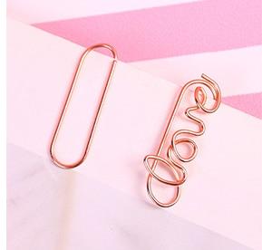 1PCS Cartoon Rose Gold Paper Clip Metal Bookmark Memo Clips Kawaii Stationery School Office Supplies